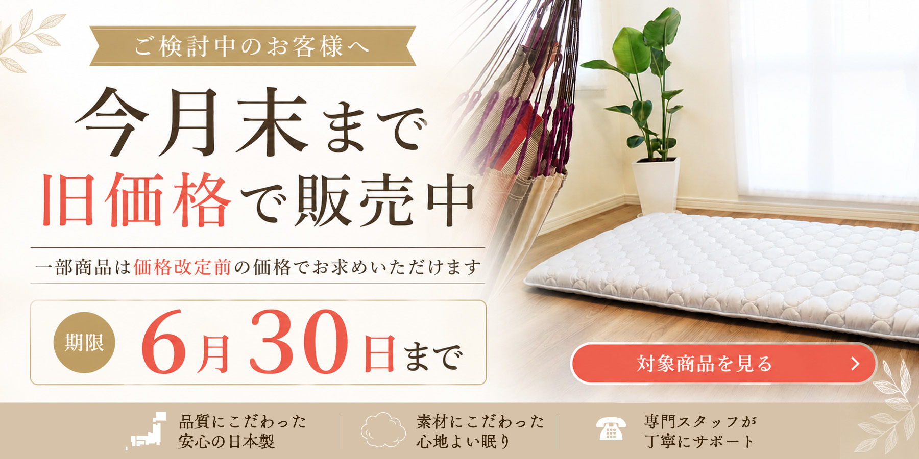 一部商品は6月30日まで旧価格で販売いたします